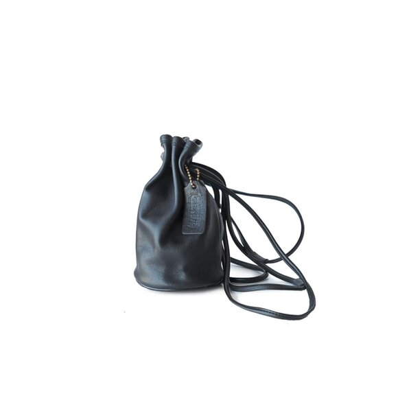 Vintage Coach Black Leather Mini Littleton Drawstring Purse Bag 4144 - Picture 3 of 9